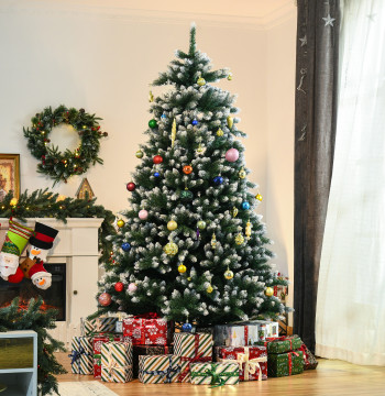 HOMCM Árbol de Navidad de 210 cm 2012ramos con Soporte Metálico Árbol de Navidad de punta blanca artificial Realista para interiores Verde