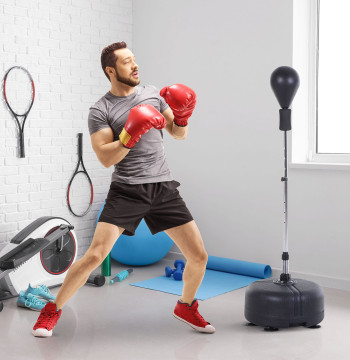 Balle réglable haute perforation avec balle de base rechargeable avec soutien et gants pour adultes et adolescents Ø48x136-154 cm Noir