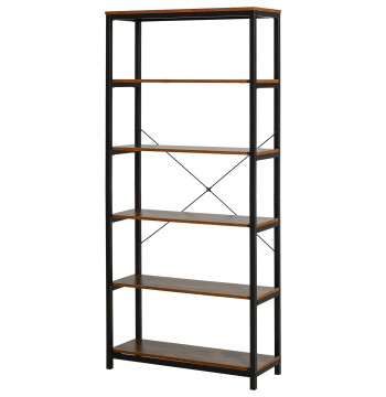 Estantes de estilo industrial com 6 prateleiras abertas para livros Armazenamento da sala de estar Escritório 80x30x180 cm Castanho Rústico