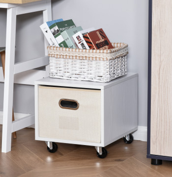 Gaveta móvil con caja de almacenamiento de paño plegable Caja de archivo de tamaño convencional con 1 cajón 36x40x35 cm Blanco
