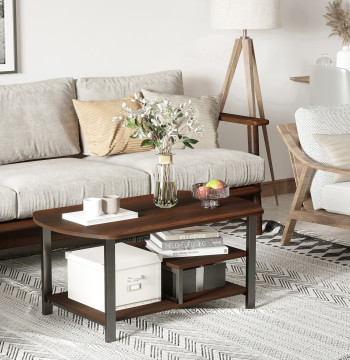 Tavolo centrale con 2 cesoie Stile Vintage Tavolino da caffè per Dorm Room 100x60x46cm Rustico Brown