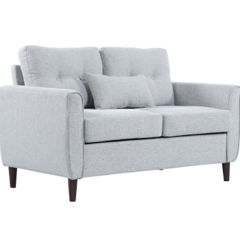 Canapé deux places Pane à deux places pour salon avec coussins et chaise rembourrée lavable oreiller 140x78x83 cm gris clair