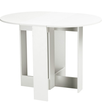 Mesa de Sala de Jantar Dobrável com 2 Laterais Mesa Auxiliar de Madeira para Cozinha Sala de Estar 104x76x73,7 cm Branco