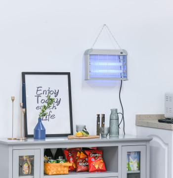 Lâmpada Anti-mosquito Elétrica com Luz Ultravioleta 20W com 2 Tubos LED Área de Ação 60m² 39x7.5x26.5 cm Branco