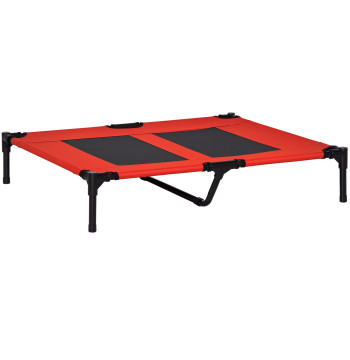Lit haut pour chiens Lit pour animaux avec fil transpirable et tissu Oxford pour extérieur extérieur gratuit Air Garden Terrasse 91,5x76,2x18cm rouge