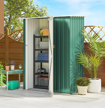 Abri de jardin 142x84x189cm Abri de jardin en acier galvanisé avec serrure de porte et orifices de drainage pour le stockage d'outils verts