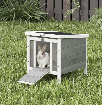 Legno all'aperto Coelheira Coelheira para Rodores Animales de Estimação Piccolo con soffitto asfalto e antiscivolo Ramp 42x51x43cm Grigio