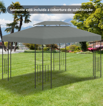 4x3m Risveglio di ricambio per giardino Pergola 2 Livelli traspirante con 10 orifizi di drenaggio Copertura di ricambio per pergolato esterno grigio