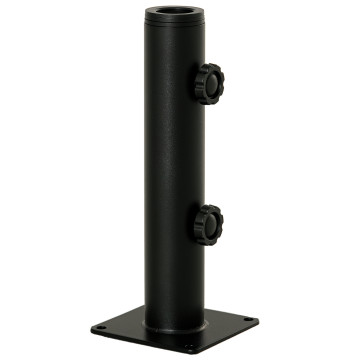 Support Chapeau Sun pour plancher de ciment avec 2 boutons de bloc et 4 vis de base de chapeau Sun pour mâts 34/38/48mm 12x12x30cm Noir