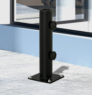 Soporte Chapéu de Sol para Chão de Cimento con 2 Botones de bloqueo y 4 Parafusos Base de Chapéu de Sol para Mastros de 34/38/48mm 12x12x30cm Negro