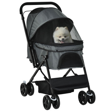 Voiture pour chiens et chats avec bouchon réglable panier de stockage ceinture de sécurité tissu Oxford 600D acier 76.5x52x95cm Gris
