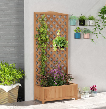 Fleur avec bois Trellis Boîte de planification avec support des plantes Trappers pour la culture des plantes Fleurs Terrasse Jardin extérieur 76x36x170cm Marron