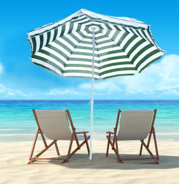 Beach Sun Hat Ø180cm avec Této inclinable et protection solaire Mast en métal pour jardin extérieur Terrasse vert et blanc bandes