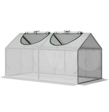 Greenhouse 119x60x60cm Greenhouse de jardin avec 2 fenêtres roulantes pour les plantes cultivées Fleurs blanches translucides