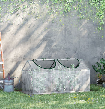 Estufa 119x60x60cm Estufa de Jardín con 2 Ventanas Enrolables para Cultivo de Plantas Verduras Flores Blanco Translúcido