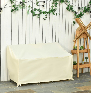 Couverture de protection pour banque 2 places en extérieur imperméable Meubles Couverture Jardin Pluie et protection solaire 140x84x56/94cm Crème
