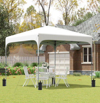 Tente pliante 2,5x2,5x2,68cm Jardin Tente avec protection UV 50+ Hauteur réglable avec 4 sacs de sable et sac de transport pour les festivals de campement Patio Branco