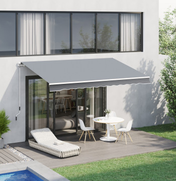 Manuale retrattile Awkward con Manivela 295x245cm Risvegliato in alluminio protettivo solare per porte finestra Balcone Terrazza esterna Grigio