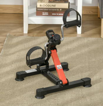 Mini Bicicleta Estática de Exercícios Mini Bicicleta Estática com Altura e Comprimento Ajustáveis Tela LCD Máquina de Pedalar de Mãos e Pernas 33-43x40x24,5-34,5 cm Preto
