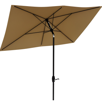 Chapeau de soleil de jardin 290x205x248 cm UV50+ Protection Chapeau de soleil en aluminium inclinable avec plafond de ventilation et poignée pour terrasse Balcon extérieur café