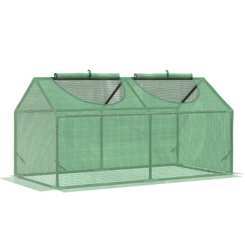 Greenhouse 119x60x60cm Garden Greenhouse avec 2 fenêtres roulantes pour les plantes de culture Fleurs vertes Translucide
