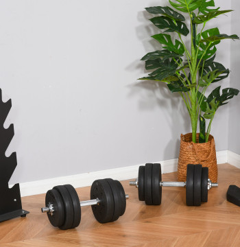 Set di Halters regolabile 30kg con barra di connessione in acciaio e dischi smontabili Peso Set per Home Training Academy Nero
