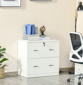 Gabinete para Archivos con Gavetas para Oficina Gabinete de oficina con cierre y 2 Claves para Estudio Dormitorio 74x42x72cm Blanco