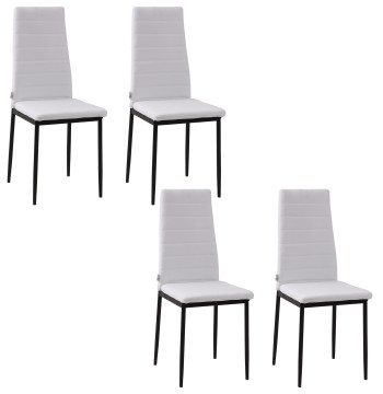 Ensemble de 4 Chaises de salle à manger rembourrées en lin et en métal Chaises modernes pour la cuisine Charge maximum 120kg 41x50x97cm Blanc