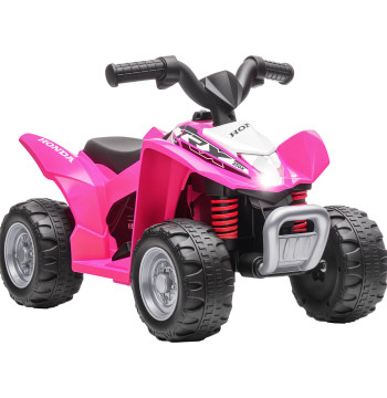 Cuadriciclo eléctrico HONDA para niños de 18-36 Meses Quadriciclo Eléctrica Infantil la Batería 6V con Faróis led Buzina Velocidad de 2,8 km/h y Avance 65,5x35,5x43,5cm Rosa