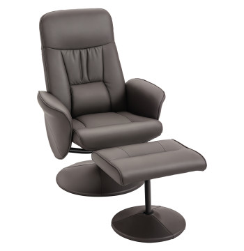 Relax dossier avec dossier pour pieds rembourrés en PU Relax dossier jusqu'à 145° et 360° pivotant avec dossier réglable pour dorme bureau 81x81x105cm Marron