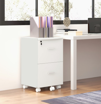 Blocco del cassetto dell'ufficio mobile ausiliario per i file con 2 cassetti di bloccaggio 2 chiavi 5 ruote e 2 freni per lo studio Dorm Office 43x45x72cm Bianco