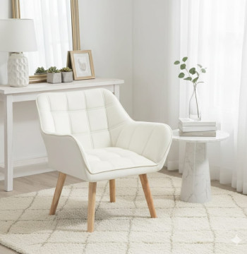 Essenza Poltrona de Veludo Creme 67x61x71cm - Cadeirão Moderno