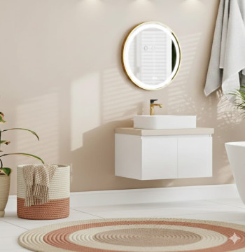 <p><strong>Espelho LED Redondo Essenza - Elegância e Funcionalidade</strong></p><p>Transforme a sua casa de banho com este moderno espelho redondo LED de <strong>60cm de diâmetro</strong> com elegante moldura dourada. Concebido para oferecer máximo conforto e estilo nas suas rotinas diárias.</p><ul><li><strong>Controlo de Toque Inteligente:</strong> Sensores de toque com função de memória que lembra a sua última configuração</li><li><strong>Iluminação Ajustável:</strong> 3 temperaturas de cor (quente, neutro, frio) com brilho regulável</li><li><strong>Resistente e Durável:</strong> Classificação IP44 para ambientes húmidos, vida útil 50.000 horas</li><li><strong>Relógio Integrado:</strong> Função de relógio incorporada para maior comodidade</li><li><strong>Instalação:</strong> Montagem na parede, ligação directa à instalação eléctrica</li></ul><p><strong>Especificações Técnicas:</strong> Ø60x4cm, 28W, 2100Lm, 230V/50Hz, cabo 1.2m</p>