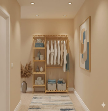 Essenza Suporte Cabides Bambú Natural 90x30x155cm Design Minimalista