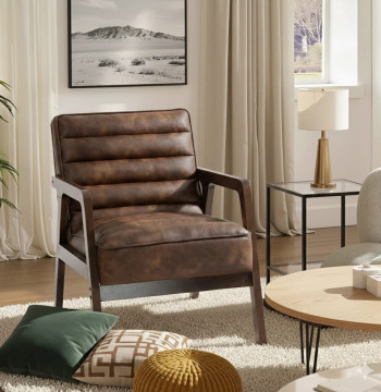 Essenza Poltrona Vintage Castanha 64x80cm Estrutura Madeira Maciça - Modelo 2
