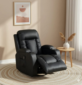 Essenza Fauteuil Inclinable Massage 145° Chauffage 8 Points Noir