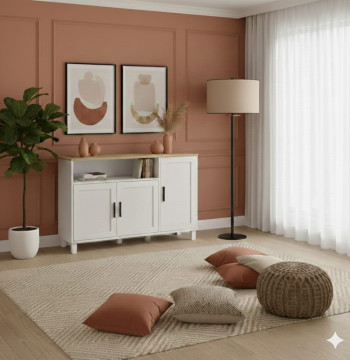 Essenza Credenza Bianca 110cm con Ante Soft Close e Sistema Anti-Ribaltamento