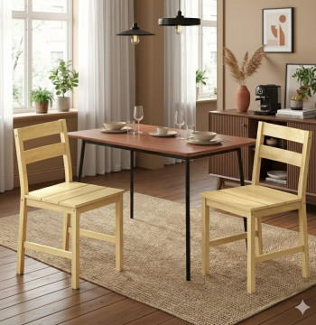 Essenza Conjunto 2 Cadeiras Jantar Bambu Natural 42x45x80cm Antiderrapantes - Modelo 2