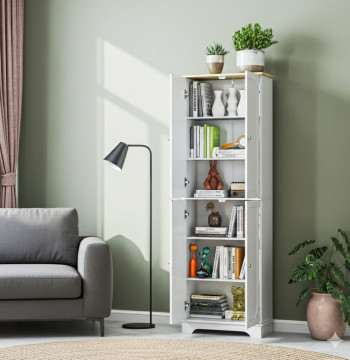 Essenza Armoire Cuisine 60x30x183cm Blanc Bois 2 Portes