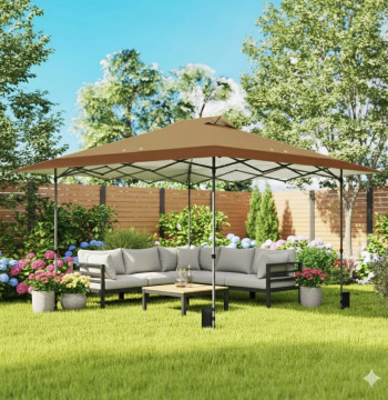 Tenda Dobrável Essenza Oxford 210D Bege 4x4x2.85m UPF50+ Dupla Camada - Modelo 2
