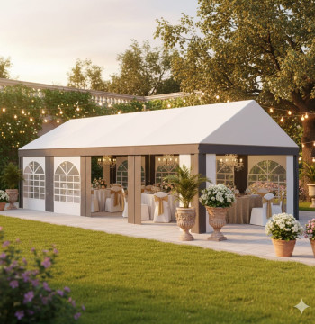 Carpa Fiestas Essenza Acero Galvanizado Gris 797x397x310 cm 32 Personas