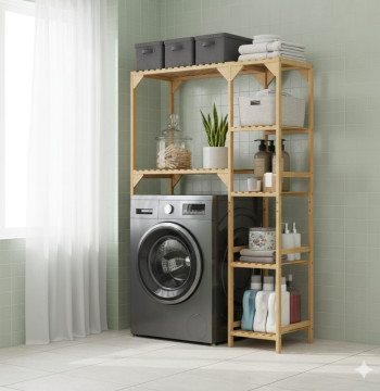 Estante Máquina Lavar Essenza Bambu Natural 100x40x157 cm Ajustável - Modelo 2