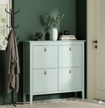 Sapateira Essenza Verde 4 Compartimentos 105x24x95.5cm 20 Pares - Madeira, 23 kg