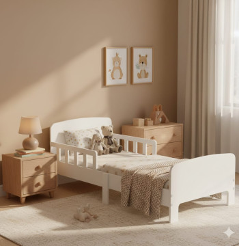 Cama Infantil Essenza MDF Branca 143x74x54 cm com Grades - Modelo 2