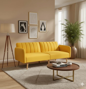 Sofá Cama Essenza Poliéster Amarillo 173x75x73 cm Convertible 2 Plazas