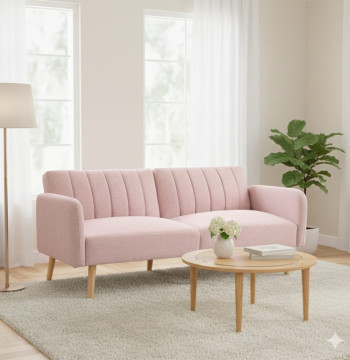 Canapé Lit Essenza Lin Rose 173x75x73 cm Convertible 2 Places