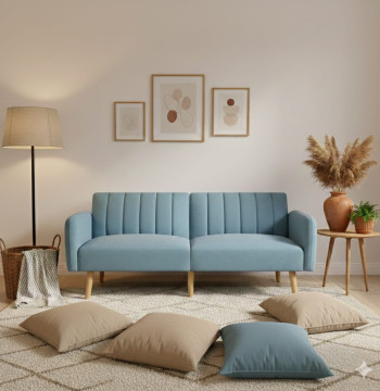 Canapé Lit Essenza Lin Bleu Clair 173x75x73 cm Inclinable 2 Places