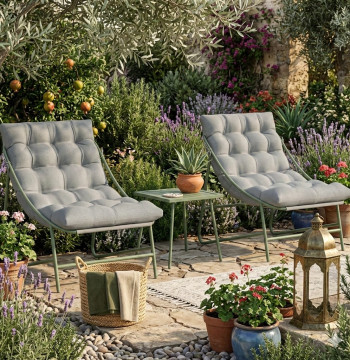Essenza Ensemble Bistro Jardin 3 Pièces - Table + 2 Chaises Gris Vert
