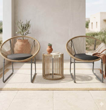 Essenza Ensemble Jardin 3 Pièces Table Ronde + 2 Chaises Acapulco
