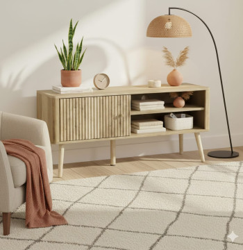 Mueble TV Essenza 115cm Roble - Soporte hasta 55" con Almacenaje